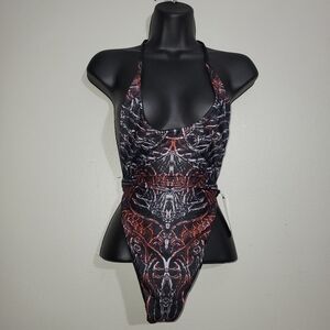 Freedom Rave Wear "Darkness Temptation" Cheeky One Piece Bodysuit - Size XS